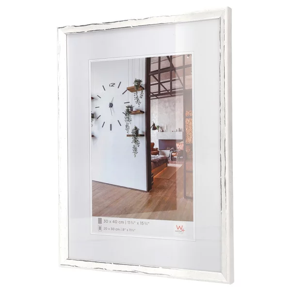 Holzrahmen Metropolis 20x30 cm | weiß-silber | Normalglas (2 mm)