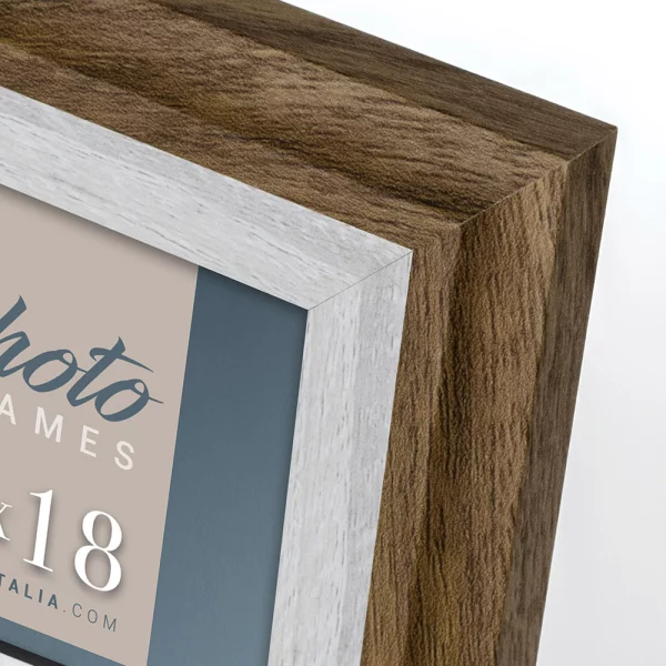 Holz Bilderrahmen Enna (MDF) 13x18 cm | Braun-Weiß | Normalglas (2 mm)