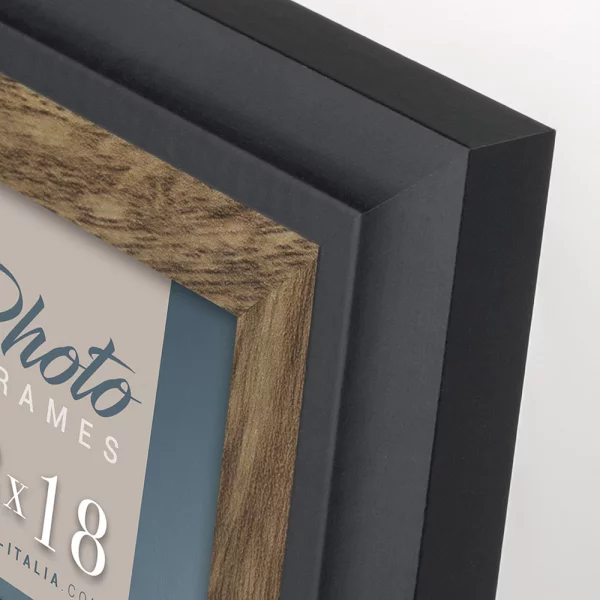 Holz Bilderrahmen Enna (MDF) 13x18 cm | Schwarz-Braun | Normalglas (2 mm)