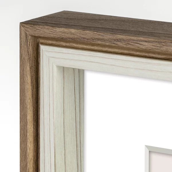 Holz Bilderrahmen Palmi (MDF) mit Passepartout 13x18 cm (9x13 cm) | Braun-Weiß | Normalglas (2 mm)