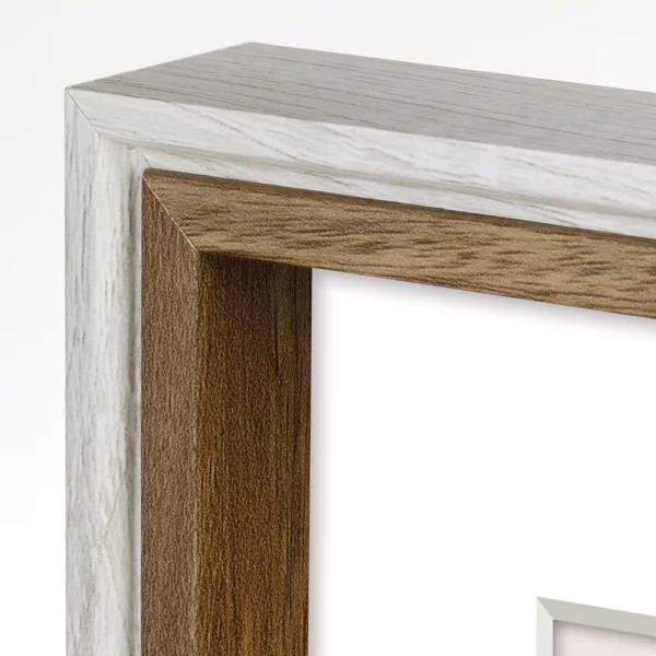 Holz Bilderrahmen Palmi (MDF) mit Passepartout 13x18 cm (9x13 cm) | Weiß-Braun | Normalglas (2 mm)