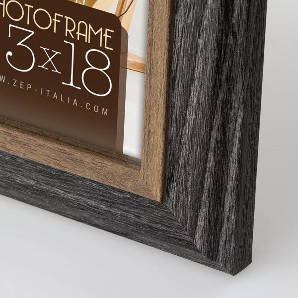 Holz Bilderrahmen Perugia (MDF) 13x18 cm | Schwarz-Braun | Normalglas (2 mm)