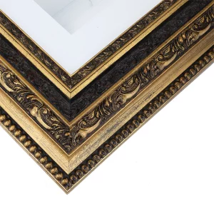 Holz-Bilderrahmen Empiro 60x60 cm | Gold auf Schwarz | Museumsglas UV 70 entspiegelt