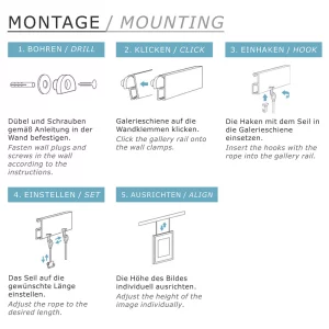 Galerieschiene Economy OHNE Zubehör 2 m | Weiß matt
