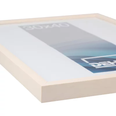 Treramme Hamal 50x70 cm | Furu hvit, lasert | Normalglass (2 mm)