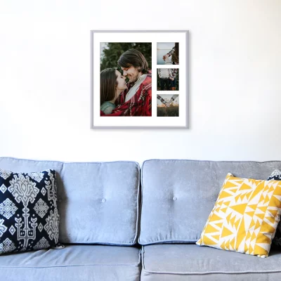 Aluminiowa multiramka na zdjęcia Amelia 40x40 cm (4 Bilder) | srebrny | szkło sztuczne (1 mm)