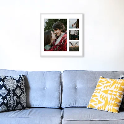 Aluminiowa multiramka na zdjęcia Amelia 40x40 cm (4 Bilder) | biały | szkło sztuczne (1 mm)