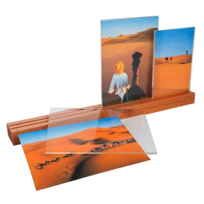 Fotostativ Bamboo av bambus og med bildeholder av akryl 2x13x18 cm | Natur | Kunstglass (2 mm)