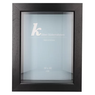 Houten kader Dragón met afstandshouder op maat Black | normaal glas (2 mm)
