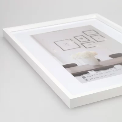 Kunststof lijst Steel Style met passe-partout 20x20 cm (15x15 cm) | wit | normaal glas (2 mm)