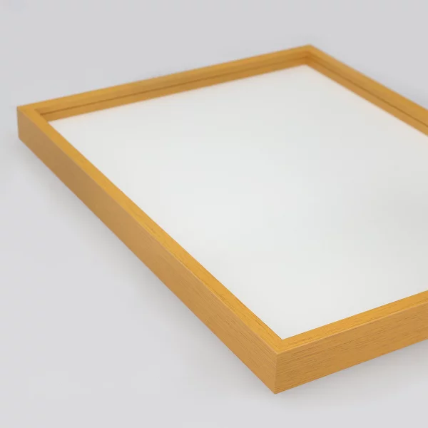 Alu-Bilderrahmen Barth NXT mit Distanzleiste, Serie 1131 18x24 cm | Hellorange - Furnier Holzoptik | Normalglas (2 mm)