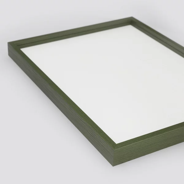 Alu-Bilderrahmen Barth NXT mit Distanzleiste, Serie 1131 18x24 cm | Olivgrün - Furnier Holzoptik | Normalglas (2 mm)
