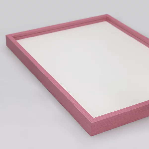Alu-Bilderrahmen Barth NXT mit Distanzleiste, Serie 1131 18x24 cm | Pink - Furnier Holzoptik | Normalglas (2 mm)
