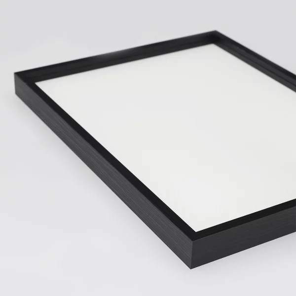 Alu-Bilderrahmen Barth NXT mit Distanzleiste, Serie 1131 18x24 cm | Schwarz - Furnier Holzoptik | Normalglas (2 mm)