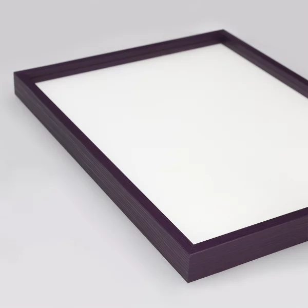 Alu-Bilderrahmen Barth NXT mit Distanzleiste, Serie 1131 18x24 cm | Violett - Furnier Holzoptik | Normalglas (2 mm)