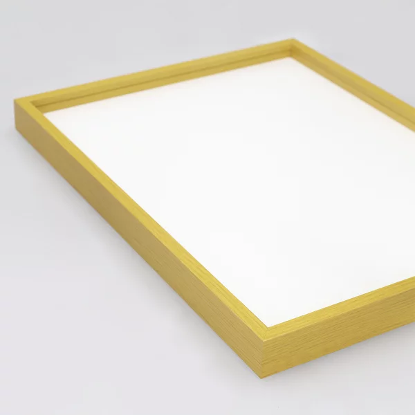 Alu-Bilderrahmen Barth NXT mit Distanzleiste, Serie 1131 - Maßanfertigung Gelb - Furnier Holzoptik | Normalglas (2 mm)