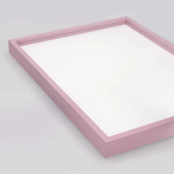 Alu-Bilderrahmen Barth NXT mit Distanzleiste, Serie 1131 - Maßanfertigung Rosa - Furnier Holzoptik | Normalglas (2 mm)