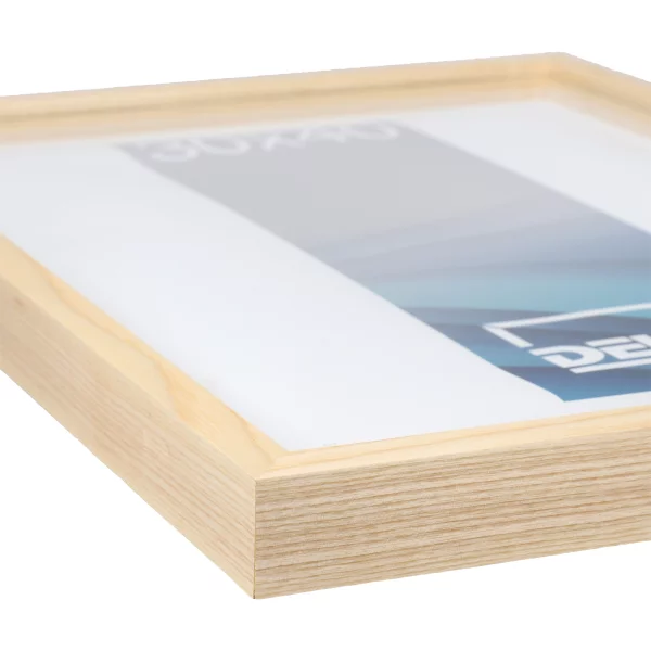 Cadre à rehausse en bois Bunda 70x90 cm | frêne naturel glacé | verre standard (2 mm)