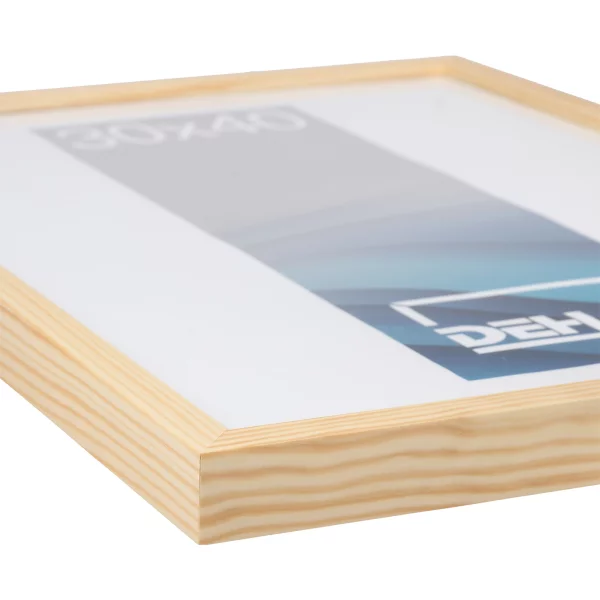 Cadre en bois Hamal sur-mesure pin naturel glacé | verre standard (2 mm)