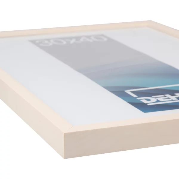 Cadre en bois Hamal sur-mesure pin blanc glacé | verre standard (2 mm)