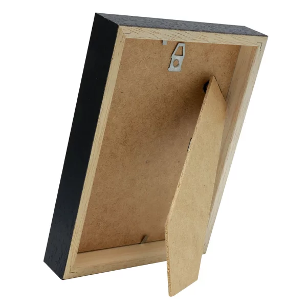 Holz Bilderrahmen Hugo mit Passepartout 18x24 cm (13x18 cm) | Schwarz | Normalglas (2 mm)