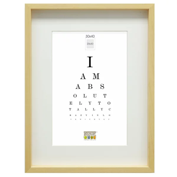Cadre en bois Hugo avec baguette d'espacement et passe-partout 13x18 cm | naturel | verre standard (2 mm)