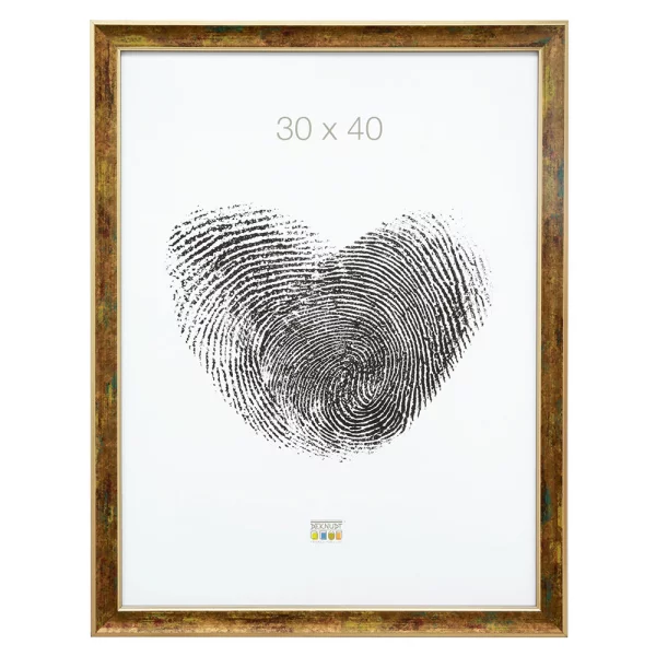 Holz Bilderrahmen Enzo 13x18 cm | Braun mit Goldkante | Normalglas (2 mm)