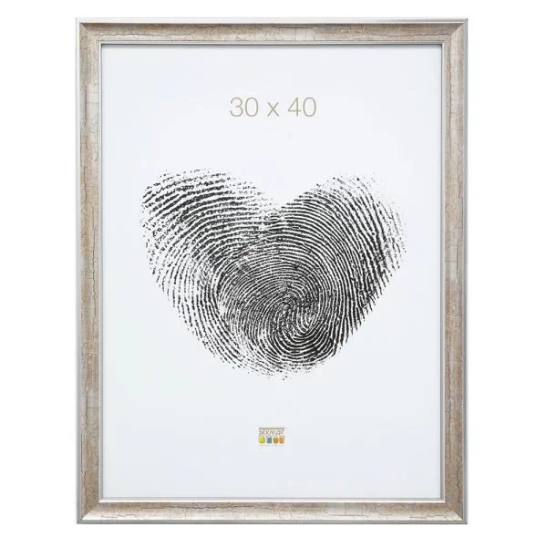 Holz Bilderrahmen Enzo 13x18 cm | Silber Antik mit Silberkante | Normalglas (2 mm)