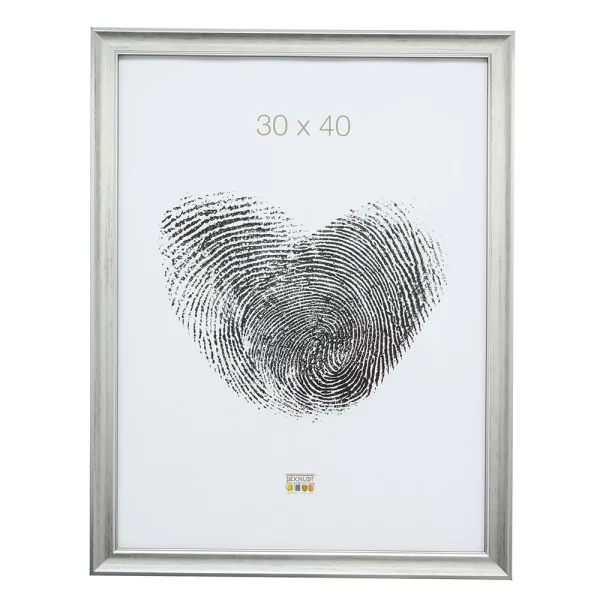 Holz Bilderrahmen Enzo 13x18 cm | Silber gemasert mit Silberkante | Normalglas (2 mm)