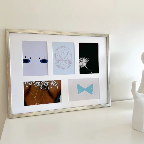 Cadre multi photos Lola pour 5 photos 10x15 cm | argent | verre standard (2 mm)