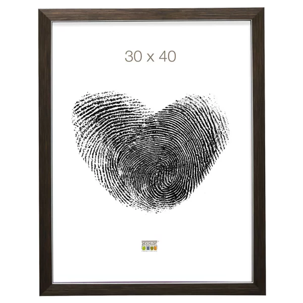 Kunststoff Bilderrahmen Lucas 20x30 cm | Braun mit Silberkante | Normalglas (2 mm)