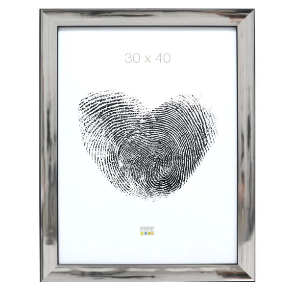 Kunststoff Bilderrahmen Helshoven mit schwarzer Innenkante 15x20 cm | Silber | Normalglas (2 mm)