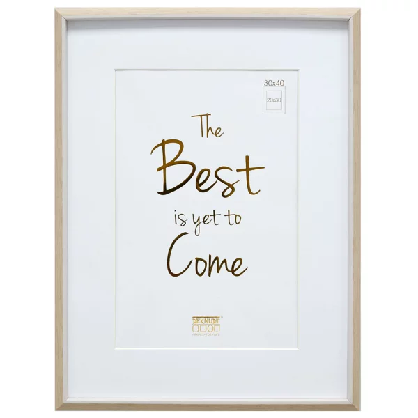 Cadre en bois Linda avec passe-partout 18x24 cm (13x18 cm) | naturel clair avec blanc | verre standard (2 mm)