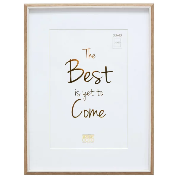 Cadre en bois Linda avec passe-partout 13x18 cm (10x15 cm) | naturel avec blanc | verre standard (2 mm)