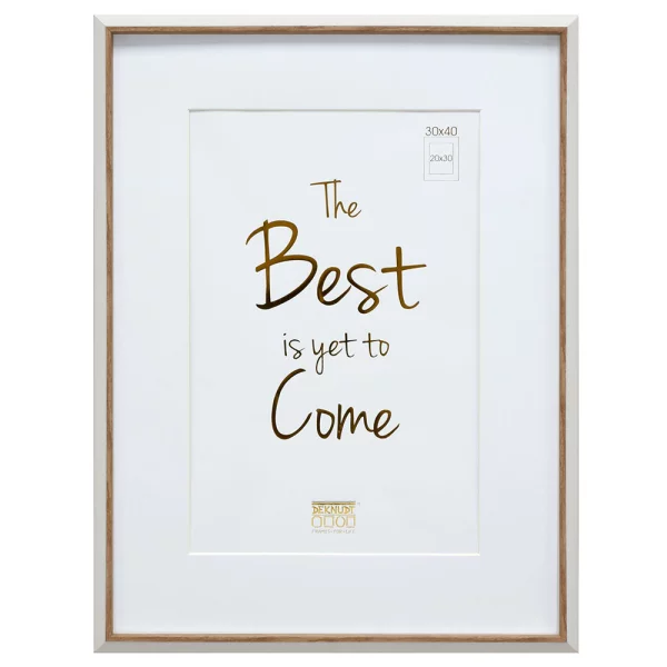 Cadre en bois Linda avec passe-partout 10x15 cm (7x10 cm) | blanc avec marron | verre standard (2 mm)