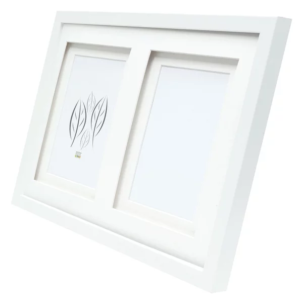 Cadre multi photos en bois Anna pour 2 images avec passe-partout double 10x15 cm | blanc | verre standard (2 mm)
