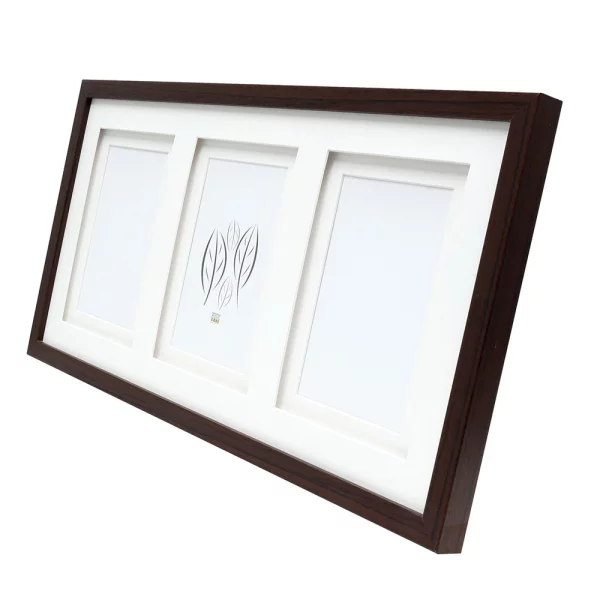 Cadre multi photos Anna pour 3 images avec passe-partout double 10x15 cm | brun | verre standard (2 mm)