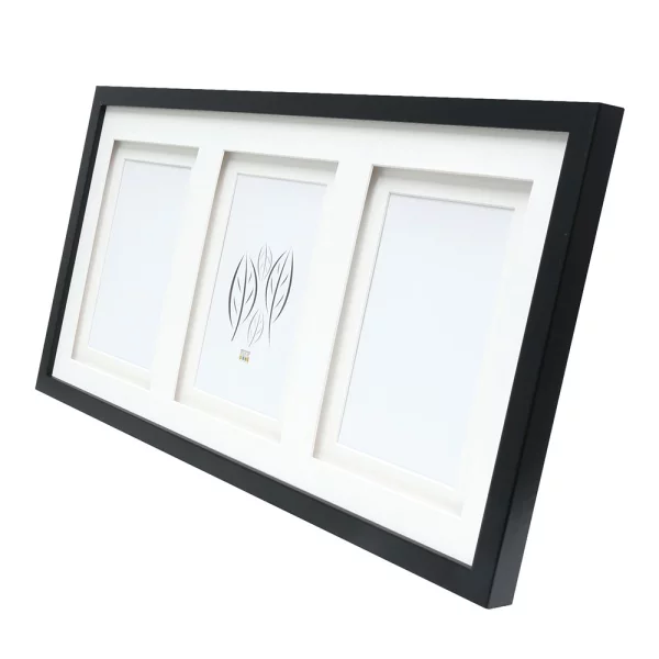 Cadre multi photos Anna pour 3 images avec passe-partout double 10x15 cm | noir | verre standard (2 mm)