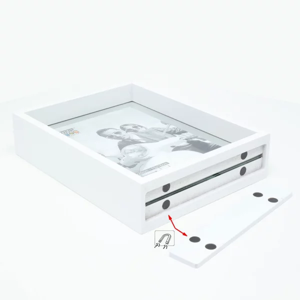 Cadre en bois entre deux verres pour un effet flottant 15x20 cm | blanc | verre standard (2 mm)