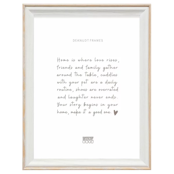 Cadre photo en bois blanc avec bord en bois coloré 10x15 cm | blanc-naturel | verre standard (2 mm)