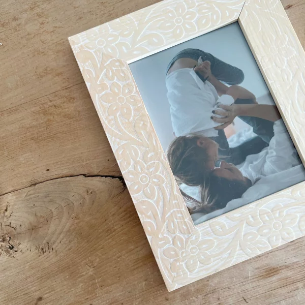 Cadre photo en bois avec motif floral 10x15 cm | naturel | verre standard (2 mm)