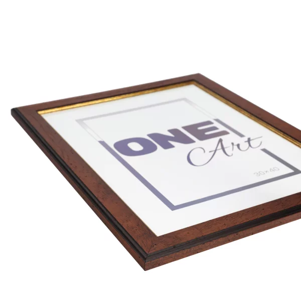 Holz-Bilderrahmen Valentina 50x70 cm | Braun-Gold | Kunstglas (1 mm)