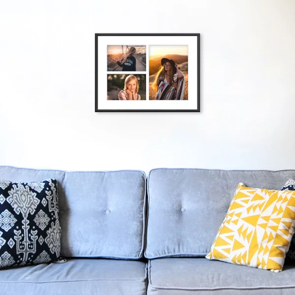 Cadre multi photos en aluminium Amelia pour 3 photos 30x40 cm (3 Bilder) | noir | verre synthétique (1 mm)