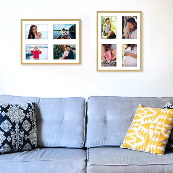 Cadre multi photos en aluminium Amelia pour 4 photos 30x40 cm (4 Bilder) | or | verre synthétique (1 mm)