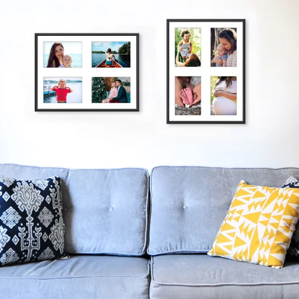 Cadre multi photos en aluminium Amelia pour 4 photos 30x40 cm (4 Bilder) | noir | verre synthétique (1 mm)