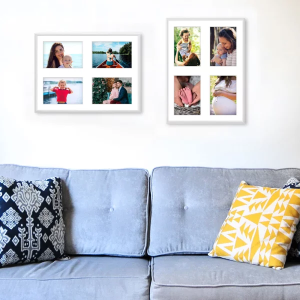 Cadre multi photos en aluminium Amelia pour 4 photos 30x40 cm (4 Bilder) | blanc | verre synthétique (1 mm)