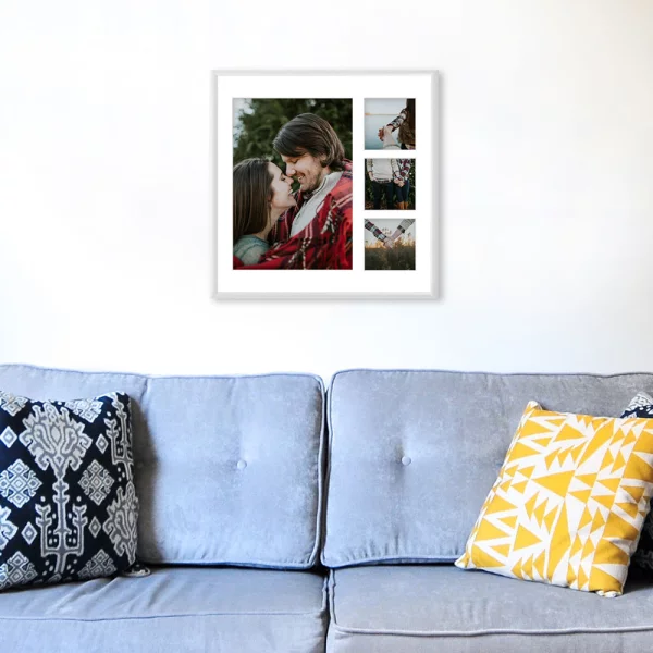 Cadre multi photos en aluminium Amelia pour 4 photos 40x40 cm (4 Bilder) | blanc | verre synthétique (1 mm)