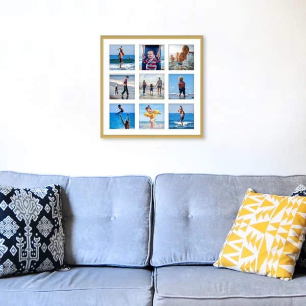 Aluminium Galerie-Bilderrahmen Amelia 40x40 cm (9 Bilder) 40x40 cm (9 Bilder) | gold | Kunstglas (1 mm)