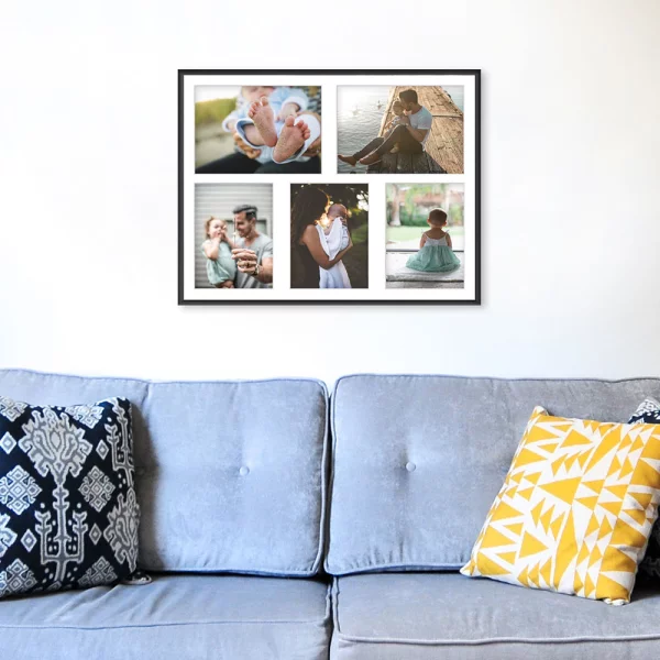 Cadre multi photos en aluminium Amelia pour 5 photos 40x50 cm (5 Bilder) | noir | verre synthétique (1 mm)
