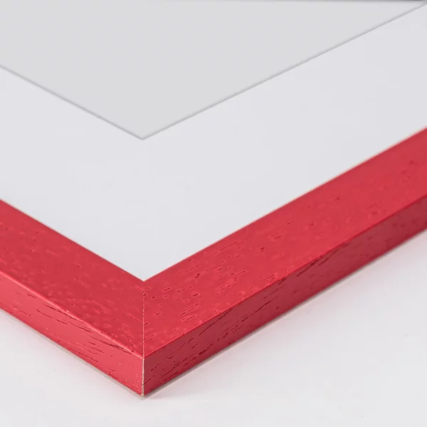 Holz-Bilderrahmen Batino mit Passepartout 30x40 cm (20x30 cm) | Rot | Kunstglas (1 mm)